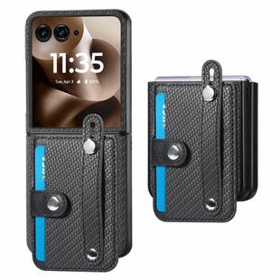 For Motorola Razr 60 Ultra Wristband Kickstand Card Wallet Back Cover Phone Case(Black)