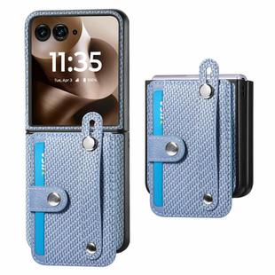 For Motorola Razr 60 Ultra Wristband Kickstand Card Wallet Back Cover Phone Case(Blue)