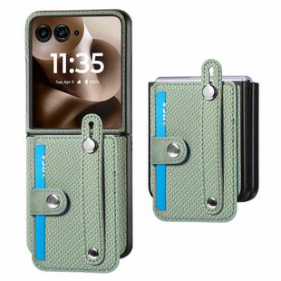 For Motorola Razr 60 Ultra Wristband Kickstand Card Wallet Back Cover Phone Case(Green)