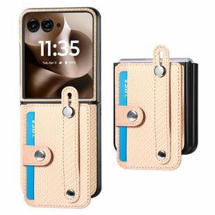 For Motorola Razr 60 Ultra Wristband Kickstand Card Wallet Back Cover Phone Case(Khaki)