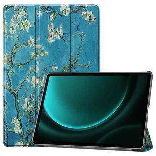 For Samsung Galaxy Tab S9 FE+ 12.4 JUNSUNMAY Custer Painted 3-Fold Stand Leather Smart Tablet Case(Apricot Flower)