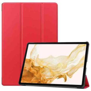 For Samsung Galaxy Tab S9+ JUNSUNMAY Custer Solid Color 3-Fold Stand Leather Smart Tablet Case(Red)