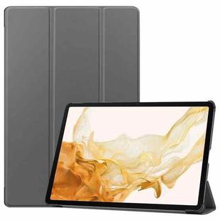 For Samsung Galaxy Tab S9+ JUNSUNMAY Custer Solid Color 3-Fold Stand Leather Smart Tablet Case(Grey)