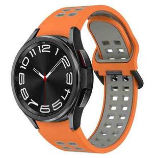 For Samsung Galaxy Watch 6 Classic 47mm Two-Color Breathable Silicone Watch Band(Orange + Gray)