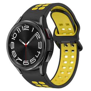 For Samsung Galaxy Watch 6 Classic 47mm Two-Color Breathable Silicone Watch Band(Black + Yellow)