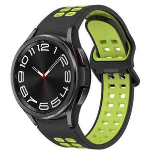 For Samsung Galaxy Watch 6 Classic 47mm Two-Color Breathable Silicone Watch Band(Black + Green)