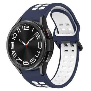 For Samsung Galaxy Watch 6 Classic 47mm Two-Color Breathable Silicone Watch Band(Midnight Blue + White)