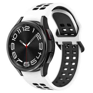 For Samsung Galaxy Watch 6 Classic 43mm Two-Color Breathable Silicone Watch Band(White + Black)