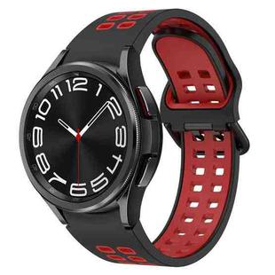 For Samsung Galaxy Watch 6 Classic 43mm Two-Color Breathable Silicone Watch Band(Black + Red)