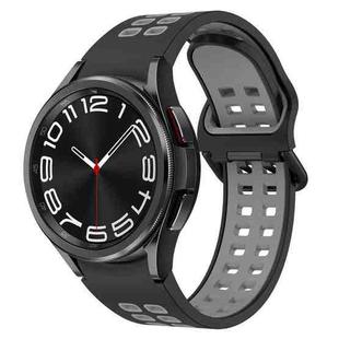 For Samsung Galaxy Watch 6 Classic 43mm Two-Color Breathable Silicone Watch Band(Black + Gray)