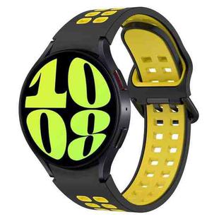 For Samsung Galaxy Watch 6 44mm Two-Color Breathable Silicone Watch Band(Black + Yellow)