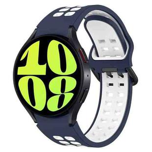 For Samsung Galaxy Watch 6 44mm Two-Color Breathable Silicone Watch Band(Midnight Blue + White)