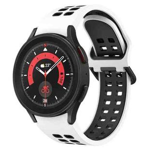 For Samsung Galaxy Watch 5 Pro  45mm Two-Color Breathable Silicone Watch Band(White + Black)