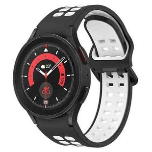 For Samsung Galaxy Watch 5 Pro  45mm Two-Color Breathable Silicone Watch Band(Black + White)