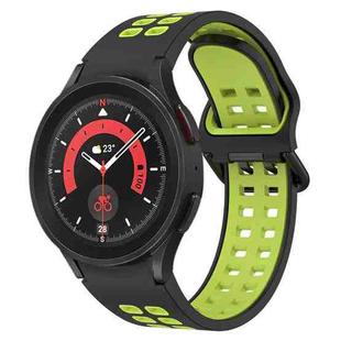 For Samsung Galaxy Watch 5 Pro  45mm Two-Color Breathable Silicone Watch Band(Black + Green)