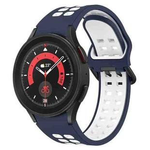 For Samsung Galaxy Watch 5 Pro  45mm Two-Color Breathable Silicone Watch Band(Midnight Blue + White)