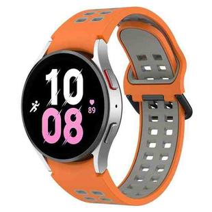 For Samsung Galaxy Watch 5  44mm Two-Color Breathable Silicone Watch Band(Orange + Gray)