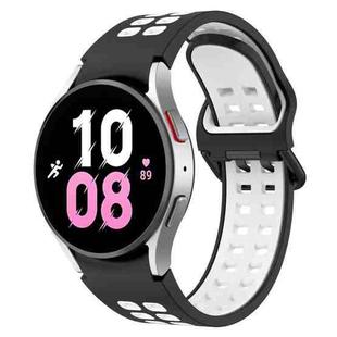 For Samsung Galaxy Watch 5  44mm Two-Color Breathable Silicone Watch Band(Black + White)