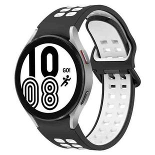 For Samsung Galaxy Watch 4 44mm Two-Color Breathable Silicone Watch Band(Black + White)