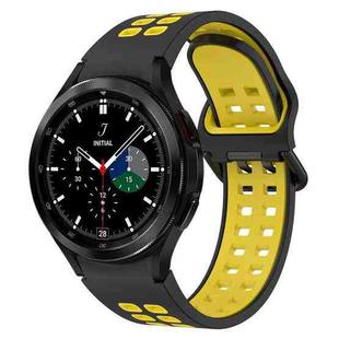 For Samsung  Galaxy Watch 4 Classic 46mm Two-Color Breathable Silicone Watch Band(Black + Yellow)