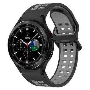 For Samsung  Galaxy Watch 4 Classic 46mm Two-Color Breathable Silicone Watch Band(Black + Gray)