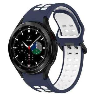 For Samsung  Galaxy Watch 4 Classic 46mm Two-Color Breathable Silicone Watch Band(Midnight Blue + White)