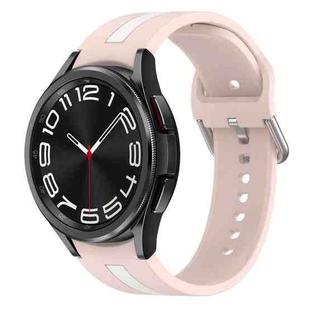For Samsung Galaxy Watch 6 Classic 47mm Two-Color Silicone Watch Band(Pink+White)