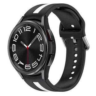 For Samsung Galaxy Watch 6 Classic 47mm Two-Color Silicone Watch Band(Black+White)