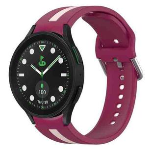 For Samsung Galaxy watch 5 Pro Golf Edition Two-Color Silicone Watch Band(Wine Red+Pink)