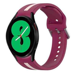 For Samsung Galaxy Watch 4 44mm Two-Color Silicone Watch Band(Wine Red+Pink)