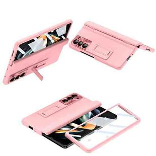 For Samsung Galaxy Z Fold6 5G Shell-membrane Integrated Hinge All-around Leather Folding Phone Case(Pink)