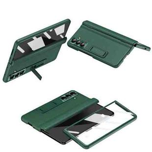 For Samsung Galaxy Z Fold7 5G Shell-membrane Integrated Hinge All-around Leather Folding Phone Case(Green)