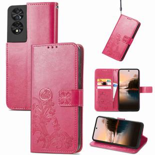 For TCL 40 Nxtpaper Four-leaf Clasp Embossed Buckle Leather Phone Case(Magenta)