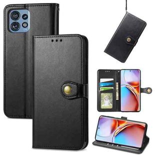 For Motorola Edge 40 Pro Retro Solid Color Buckle Leather Phone Case(Black)