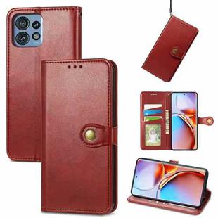 For Motorola Edge 40 Pro Retro Solid Color Buckle Leather Phone Case(Red)