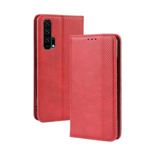 Magnetic Buckle Retro Crazy Horse Texture Horizontal Flip Leather Case for HUAWEI Honor 20pro , with Holder & Card Slots & Photo Frame(Red)