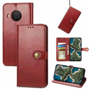 For Nokia X10 / X20 Retro Solid Color Buckle Leather Phone Case(Red)