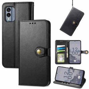 For Nokia X30 Retro Solid Color Buckle Leather Phone Case(Black)