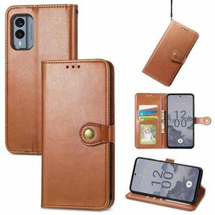 For Nokia X30 Retro Solid Color Buckle Leather Phone Case(Brown)