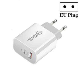 PD30W USB-C / Type-C + QC3.0 USB Dual Port Charger, Plug Size:EU Plug