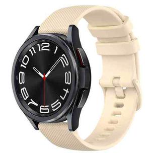 For Samsung Galaxy Watch 6 Classic 47mm 20mm Checkered Silicone Watch Band(Beige)