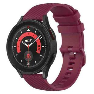 For Samsung Galaxy Watch 5 Pro  45mm 20mm Checkered Silicone Watch Band(Wine Red)