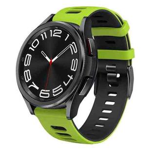 For Samsung Galaxy Watch 6 Classic 47mm 20mm Two-color Silicone Watch Band(Lime + Black)