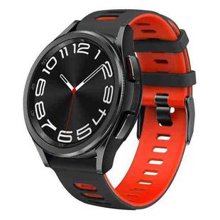 For Samsung Galaxy Watch 6 Classic 43mm 20mm Two-color Silicone Watch Band(Black + Red)