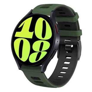 For Samsung Galaxy Watch 6 40mm 20mm Two-color Silicone Watch Band(Army Green + Black)
