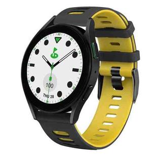 For Samsung Galaxy watch 5 Golf Edition 20mm Two-color Silicone Watch Band(Black + Yellow)