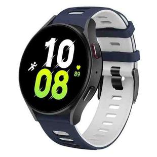 For Samsung Galaxy Watch 5  44mm 20mm Two-color Silicone Watch Band(Midnight Blue + White)