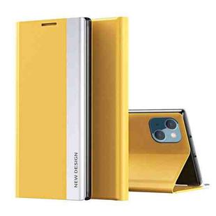 For iPhone 15 Side Electroplated Adsorption Leather Phone Case(Yellow)