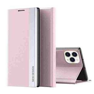 For iPhone 15 Pro Side Electroplated Adsorption Leather Phone Case(Pink)