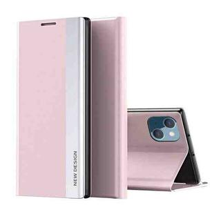 For iPhone 15 Plus Side Electroplated Adsorption Leather Phone Case(Pink)